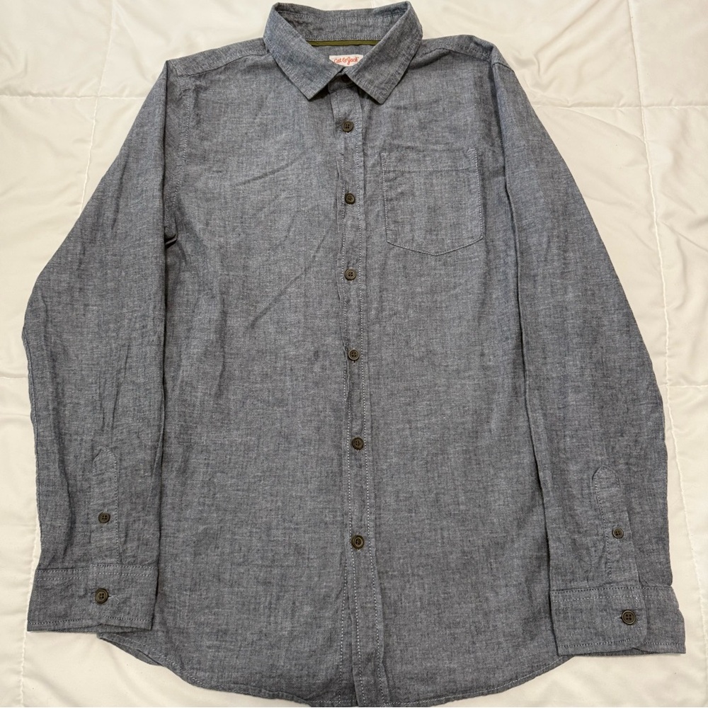 Cat & Jack Boys Charcoal Button-Down Shirt